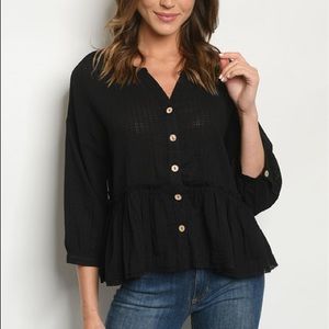 Black Button Top
